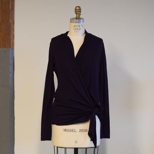 Ann Taylor Plum Faux Wrap Tie Sweater S